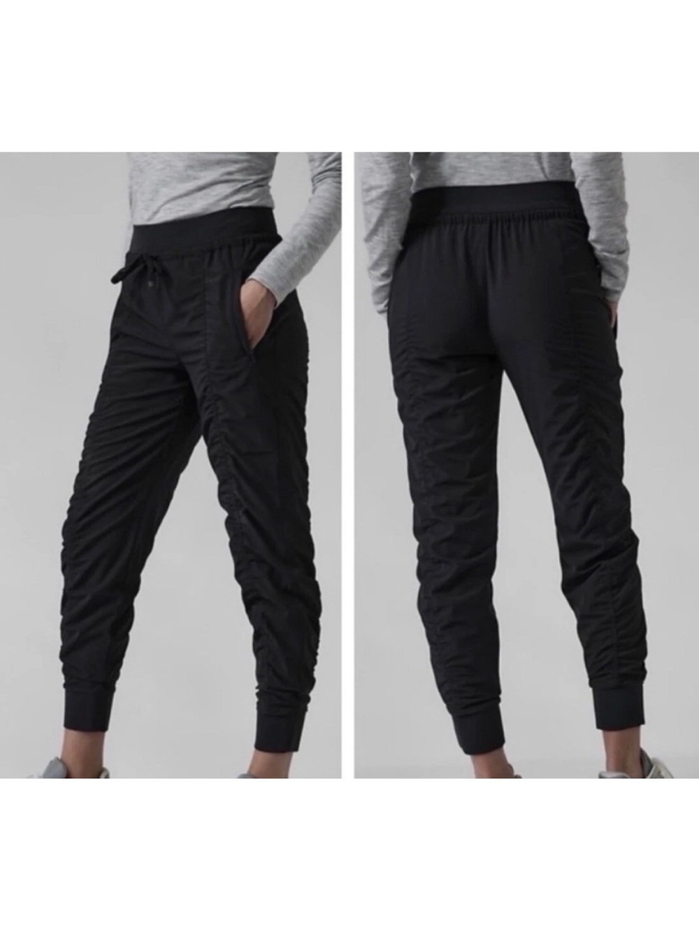 Athleta‎ Attitude Ruched Jogger Pants- Black- Size Medium